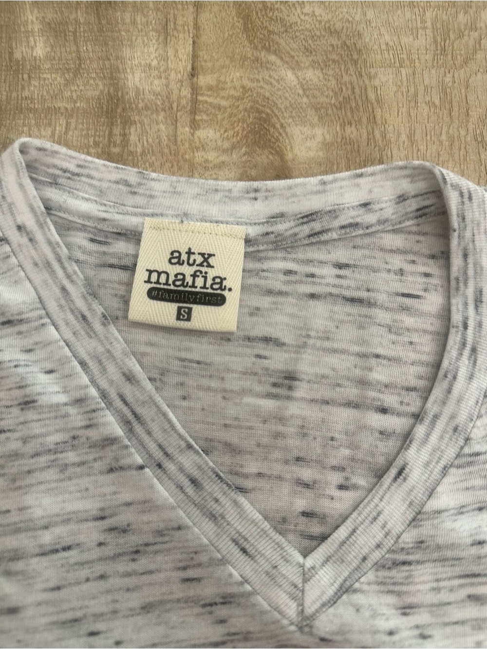 ATX Mafia “Off the Clock” Graphic Tee | V-Neck | Heather Gray | Size S - Picture 3 of 15